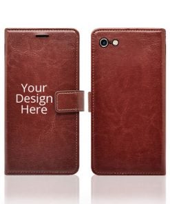 Brown Customized Leather Diary Flip Case for Apple iPhone 6