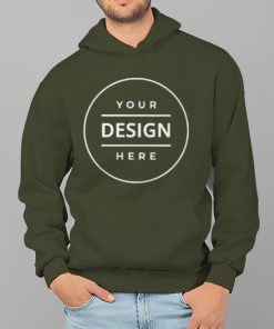 Olive Green Customized Hoodie with Pockets