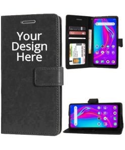 Black Customized Leather Diary Flip Case for Realme X