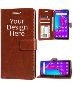 Brown Customized Leather Diary Flip Case for Realme 5i