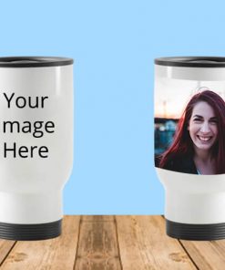 White Customized Photo Printed Travel Coffee Mug