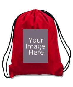 Red Customized Photo Printed Drawstring Bag