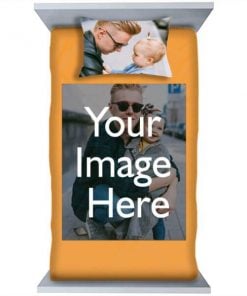 Yellow Customized Photo Printed Single Bed Sheet with Pillow Cover