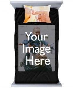 Black Customized Photo Printed Single Bed Sheet with Pillow Cover