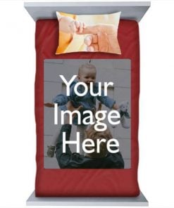 Maroon Customized Photo Printed Single Bed Sheet with Pillow Cover