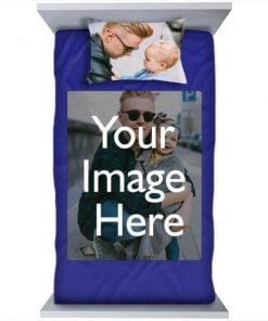 Blue Customized Photo Printed Single Bed Sheet with Pillow Cover