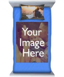 Light Blue Customized Photo Printed Single Bed Sheet with Pillow Cover
