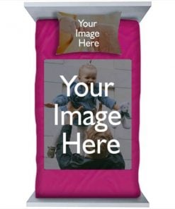 Magenta Customized Photo Printed Single Bed Sheet with Pillow Cover