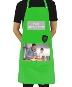 Green Customized Photo Printed Water Resistant Kitchen Apron with Front Pockets