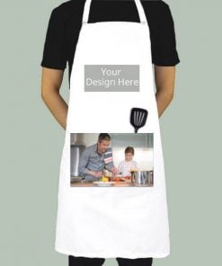 White Customized Photo Printed Kitchen Apron with Front Pockets