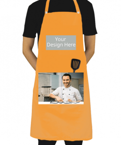 Yellow Customized Photo Printed Kitchen Apron with Front Pockets