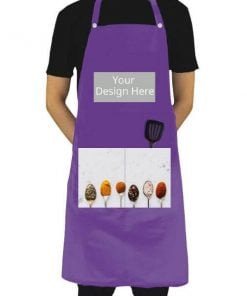 Purple Customized Photo Printed Kitchen Apron with Front Pockets