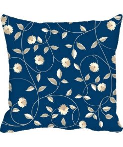 Flowers Dark Blue Design Custom Photo Pillow Cushion