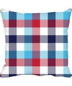 Blue Check Design Custom Photo Pillow Cushion