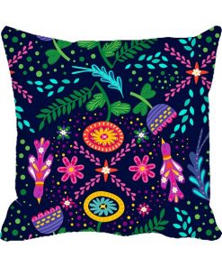 Blue Floral Design Custom Photo Pillow Cushion