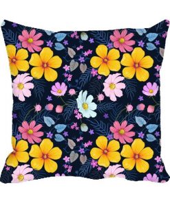 Yellow Blue Flower Design Custom Photo Pillow Cushion