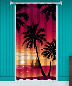 Beach Sun Set Design Customized Photo Printed Curtain