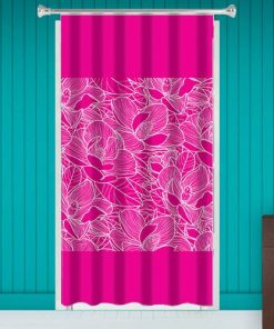 White Flower on Pink Base Design Customized Photo Printed Curtain