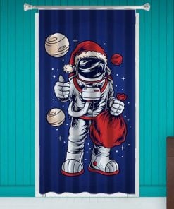 Astronaut Santa  Design Customized Photo Printed Curtain