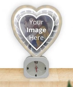 Heart Shape Photo LED Magic Mirror with Clock