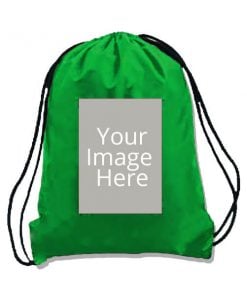 Green Customized Photo Printed Drawstring Bag