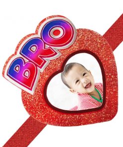 Bro Heart Customized Photo Printed Glitter Rakhi
