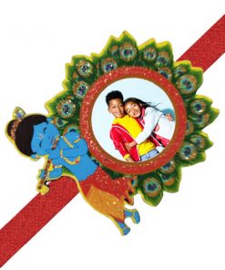 Krishna Customized Photo Printed Glitter Rakhi