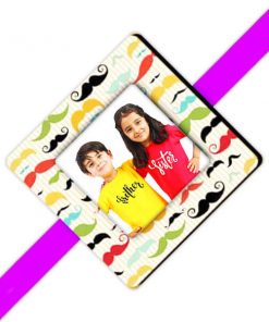 Multi Color Square Customized Photo Printed Rakhi