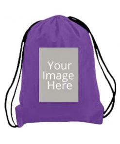 Purple Customized Photo Printed Drawstring Bag