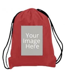 Maroon Customized Photo Printed Drawstring Bag