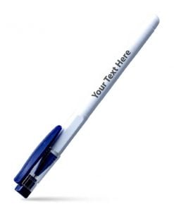 Basic White and Blue Customized Printed Ball Pen