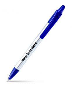 One Click Blue Unibody Customized Printed Ball Pen