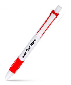 Designer White and Red Unibody Customized Printed Ball Pen