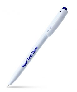 White and Blue Plastic Customized Printed Ball Pen