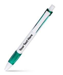 Designer White and Green Unibody Customized Printed Ball Pen