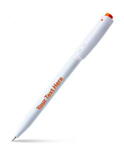 White and Orange Plastic Customized Printed Ball Pen