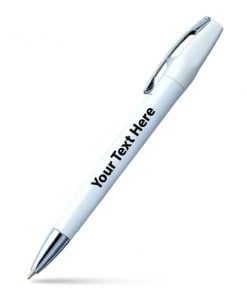 White and Silver Unibody Customized Printed Ball Pen