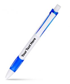 Designer White and Blue Unibody Customized Printed Ball Pen