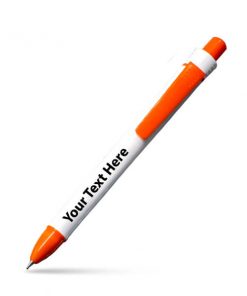 Basic White and Orange Customized Printed Ball Pen