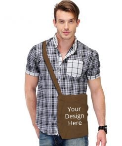 Brown Customized Photo Printed Sling Side Bag
