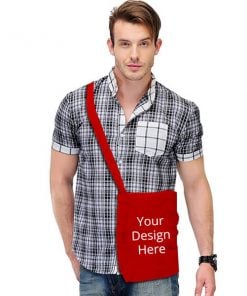 Red Customized Photo Printed Sling Side Bag