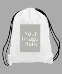 White Customized Photo Printed Drawstring Bag