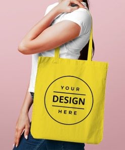 Yellow Customized Photo Printed Canvas Tote Bag