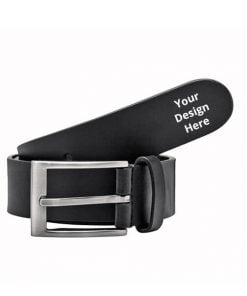 Black Customized Printed Leather Belt for Men