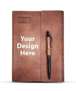 Customized Photo Printed Brown Diary with Pen Holder