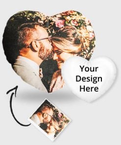 Heart Shaped Customized Photo Printed Cushion - 15 x 15 Inches
