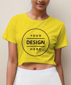 Yellow Customized Half Sleeve Cotton Women's Crop Top T-Shirt