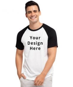 Black White Raglan Customized Half Sleeve Men's Cotton T-Shirt