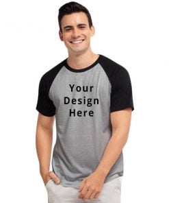 Grey Black Raglan Customized Half Sleeve Men's Cotton T-Shirt