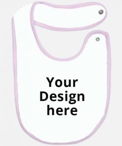 White With Pink Tipping Customized Photo Printed Infant Feeding Bib